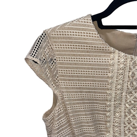 Antonio Melani Women's Cap Sleeve Tan Knit/Crochet Midi Flare Dress Sz 8 NWT - Picture 2 of 11